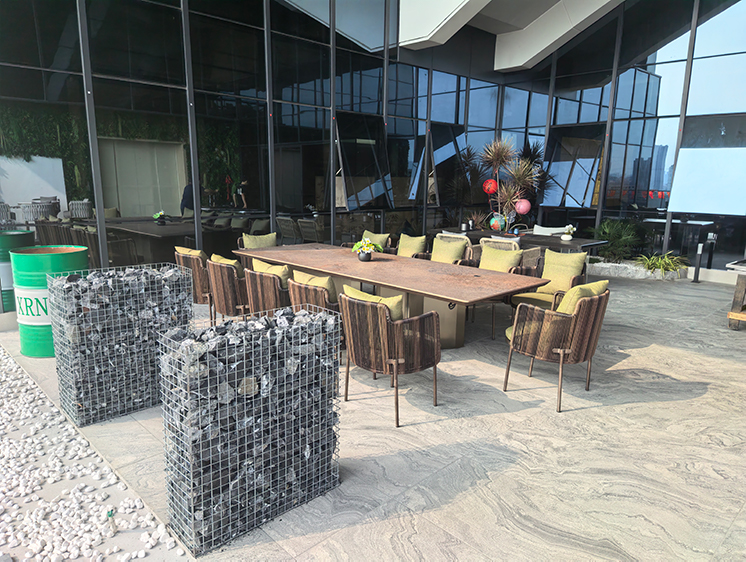 Integrated heating rock board dining table and conference table